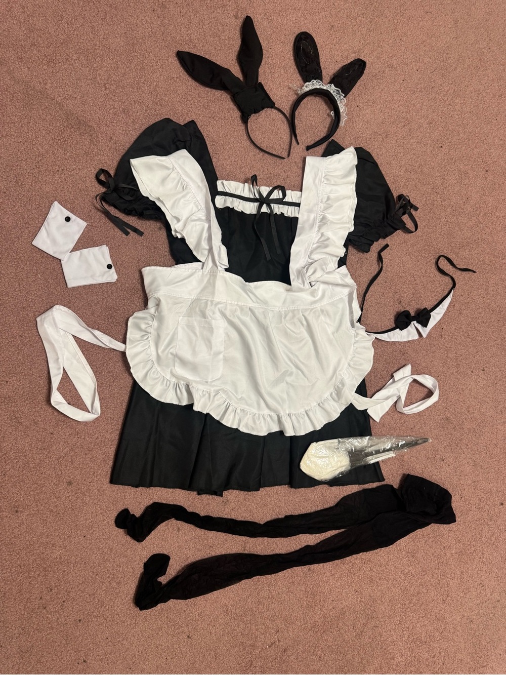 New S black dress aprn french maid costume cosplay festival rave accessories vic